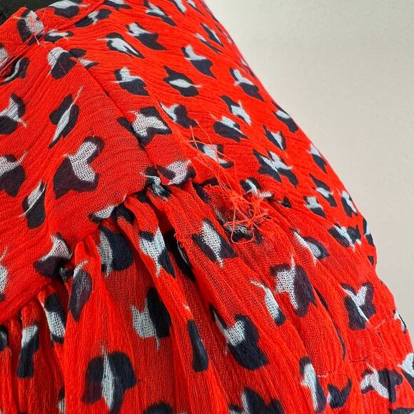 FRENCH CONNECTION Red Black Print Dot Tunic Belted Mini Dress Size 4 S RARE - Picture 7 of 10